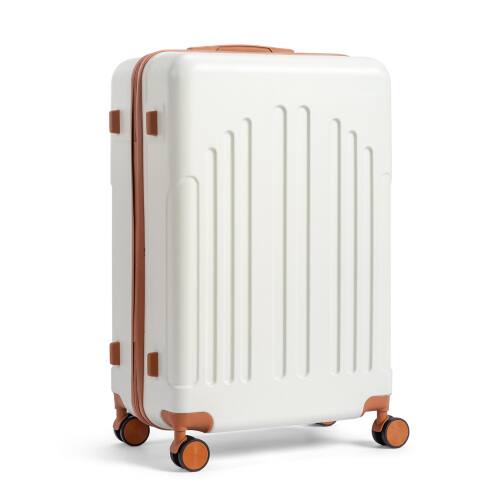 Alt View 2. Winado - 28" Checked Luggage Trolley Case ABS Hardside Large Suitcase with Double Spinner Wheels & TSA Lock for Travel Business - White & Brown.