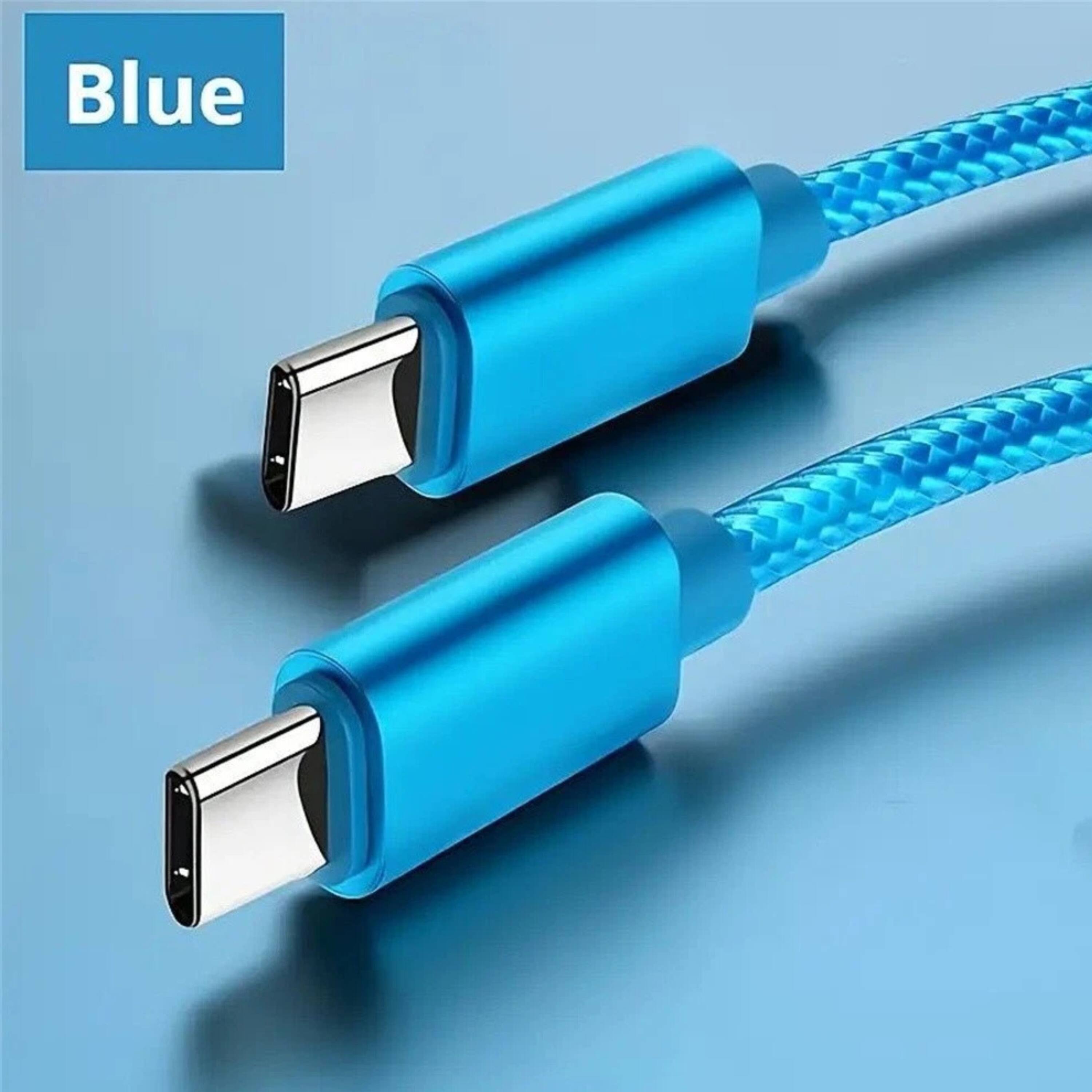Left. Kitcheniva - Premium USB-C to USB-C Fast Charging Data Sync Charger Cable Cord 3Ft Blue - Blue.