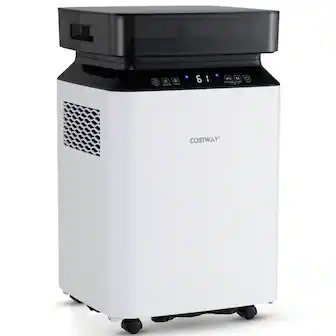 Front. Costway - 70 Pint Dehumidifier for Basement with Continuous & Auto Mode Large Water Tank - White.