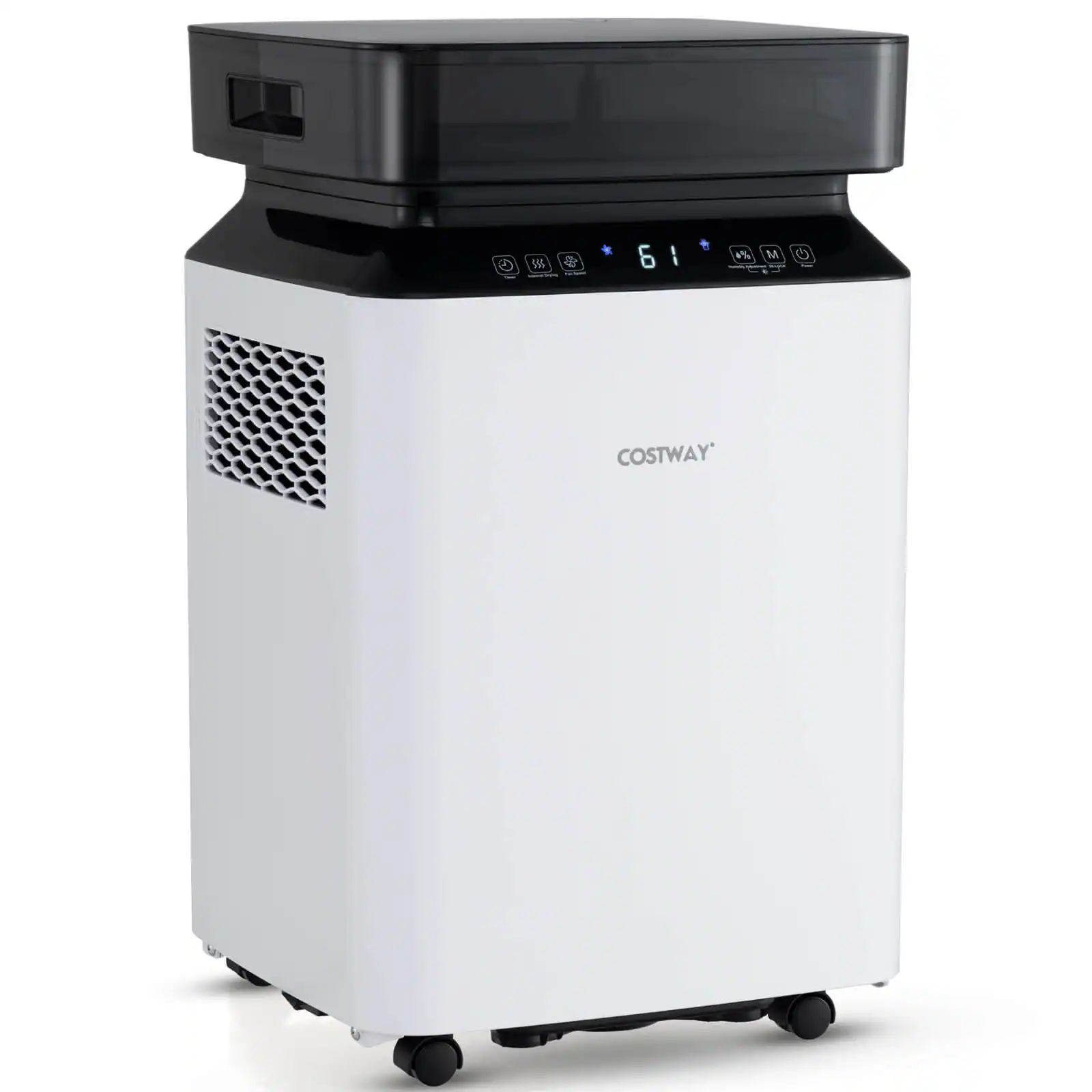 Front. Costway - 70 Pint Dehumidifier for Basement with Continuous & Auto Mode Large Water Tank - White.