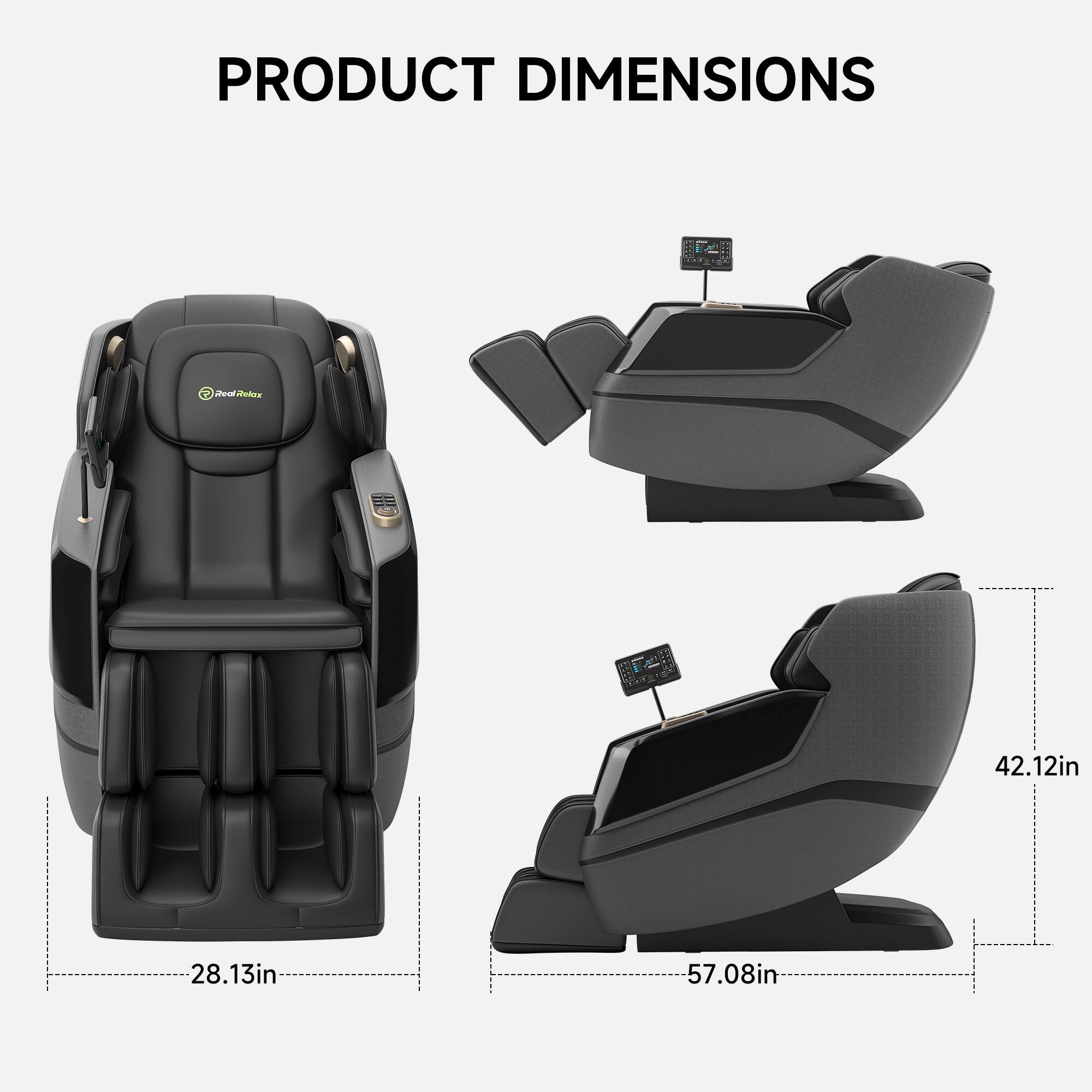 PRODUCT DIMENSIONS

- Width: 28.13in
- Height: 42.12in
- Depth: 57.08in