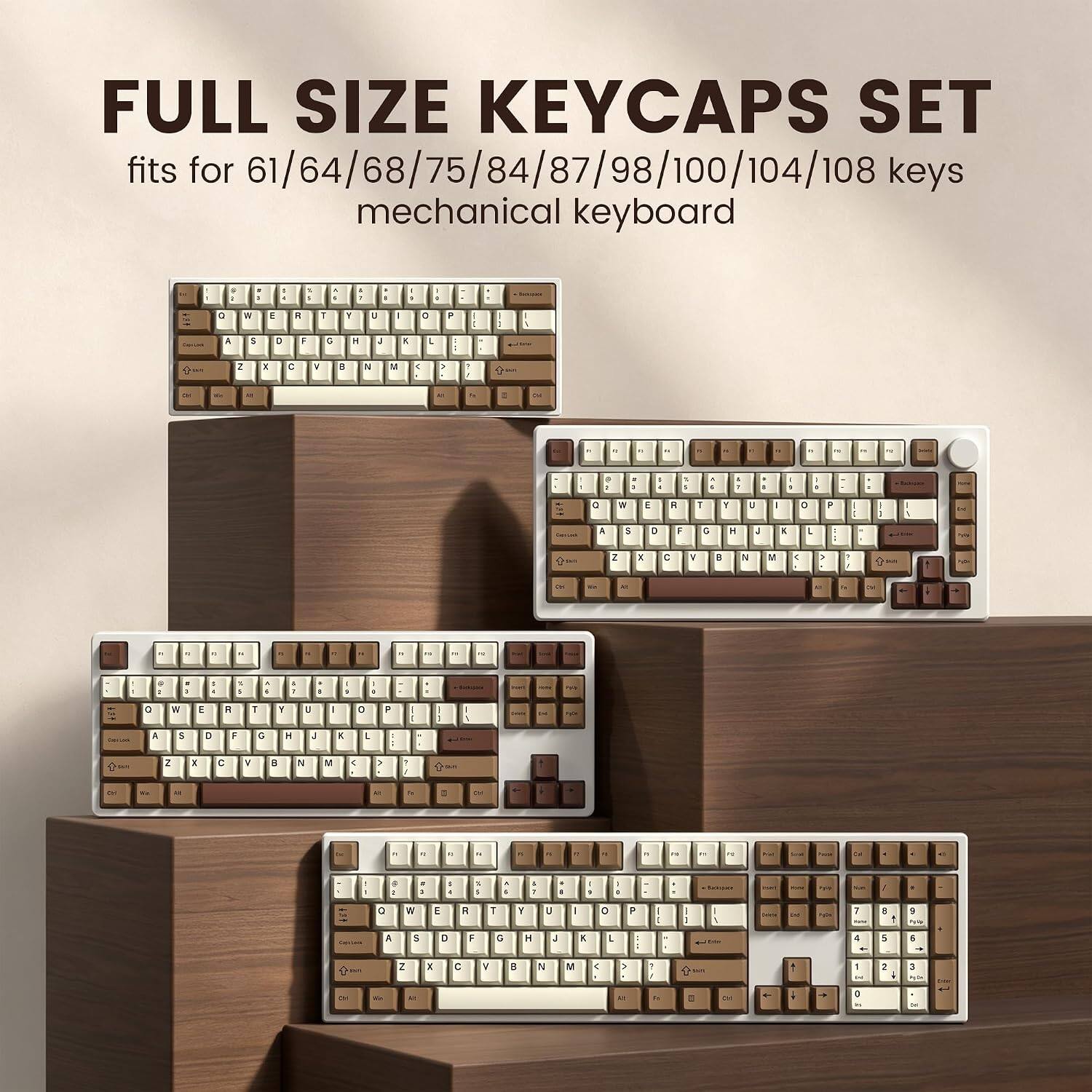 FULL SIZE KEYCAPS SET fits for 61/64/68/75/84/87/98/100/104/108 keys mechanical keyboard