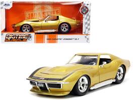 1969 Chevrolet Corvette Stingray ZL-1 Gold Metallic with Black Stripe "Bigtime Muscle" Series 1/24 Model Car by Jada - Multicolor