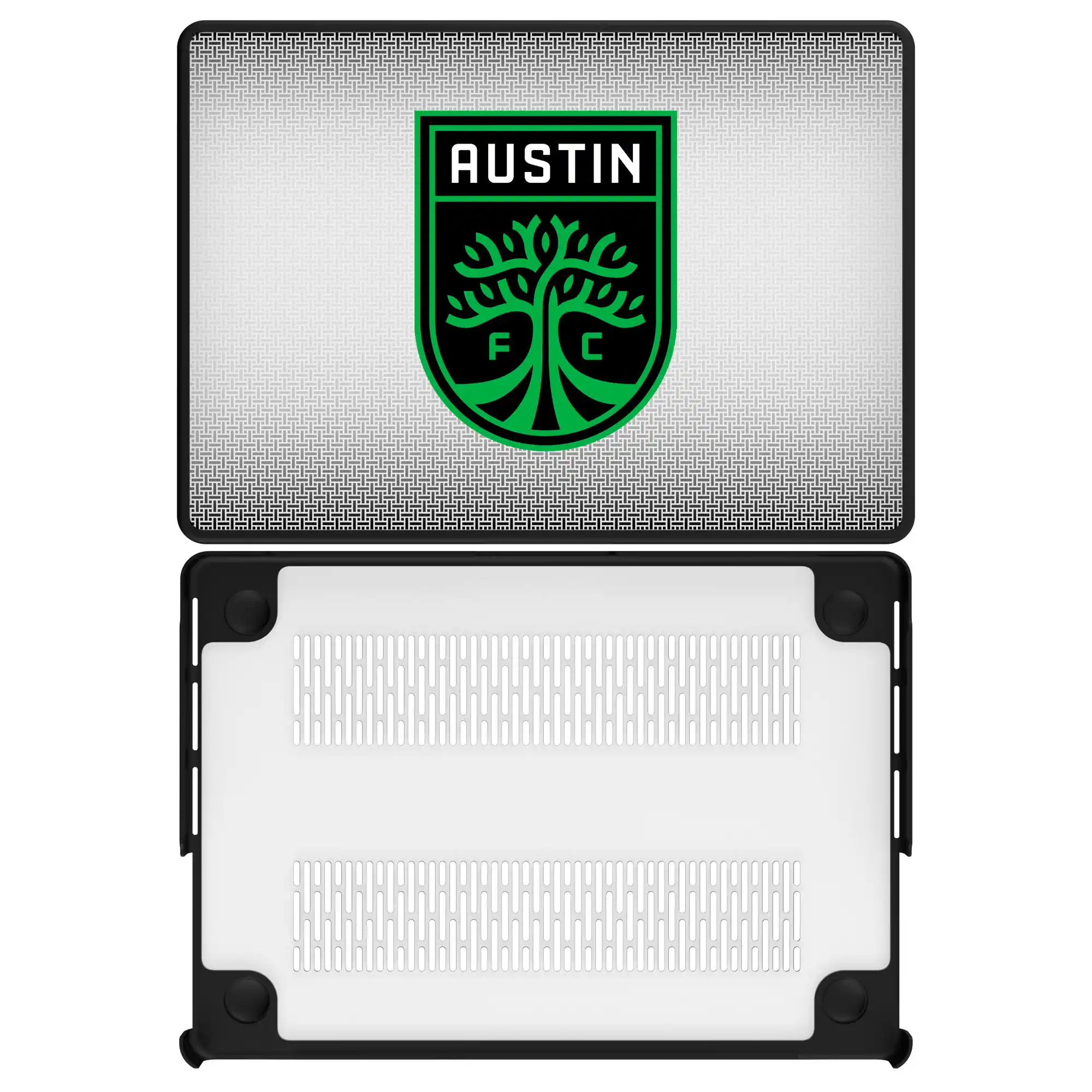 Front. Keyscaper - Austin FC Linen MacBook Case - Multicolor.