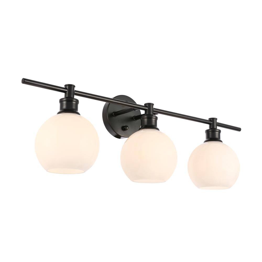 Angle. Living District - Collier 3 light Black and Frosted white glass Wall sconce - Black And Frosted White Glass.