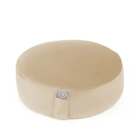 Front. Sweet Home Collection - Meditation Cushion, Round Yoga Pillow with carrying handle - Beige.