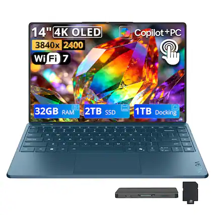 14" 4K OLED 3840x2400 Wi-Fi 7 Copilot + PC 32GB RAM 2TB SSD 1TB Docking