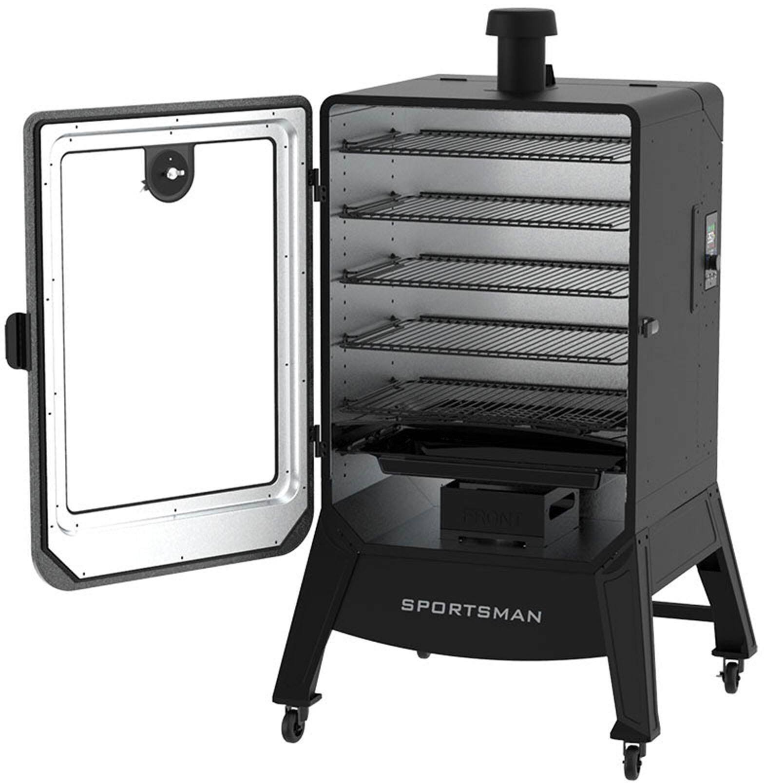 The text on the image is "SPORTSMAN" which is the brand name of the grill.