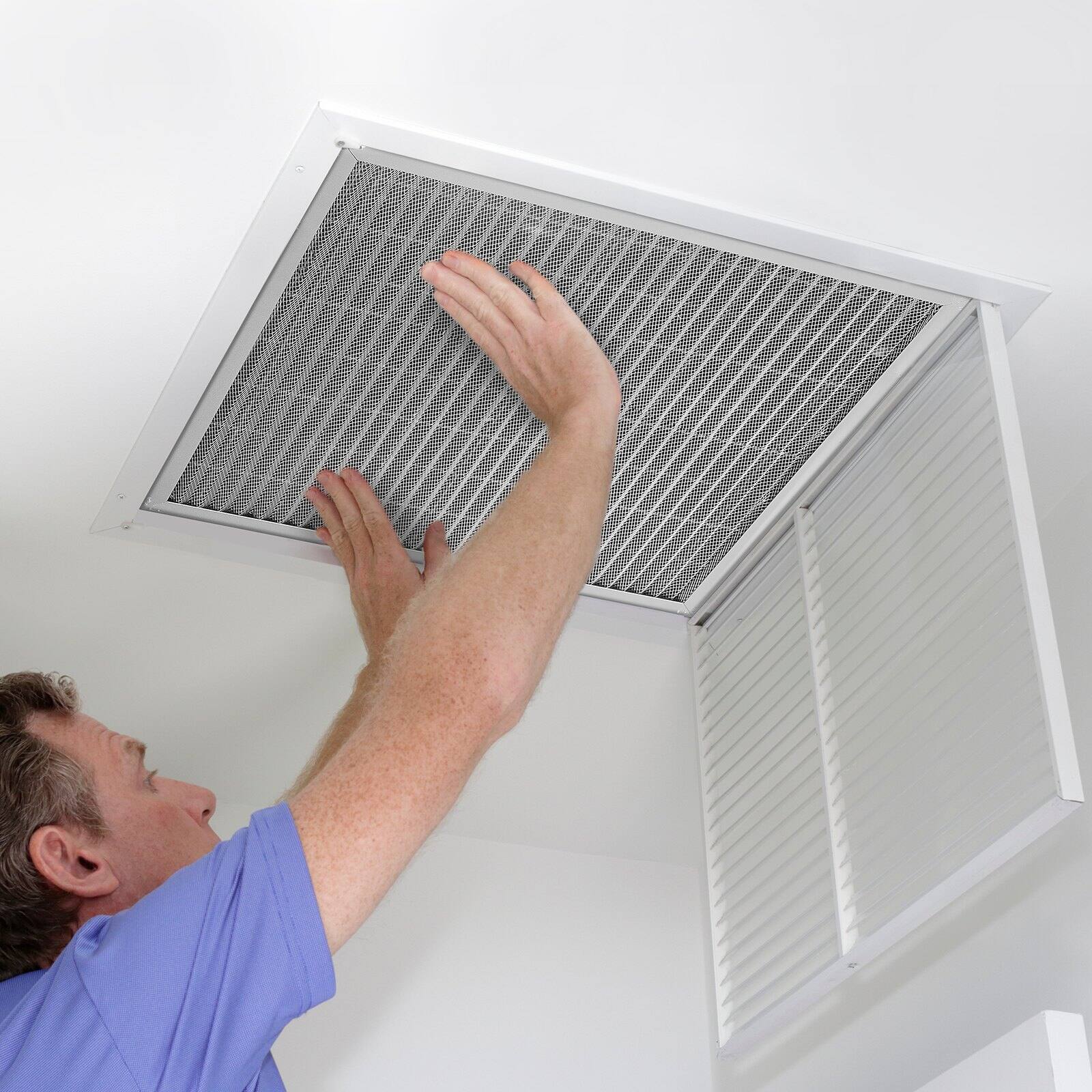 Alt View 1. Glintex - Electrostatic Air Filter, 20x20x1 inch Washable Reusable Aluminum HVAC Filter MERV 8, Home Office Dust Odor Control - Silver.