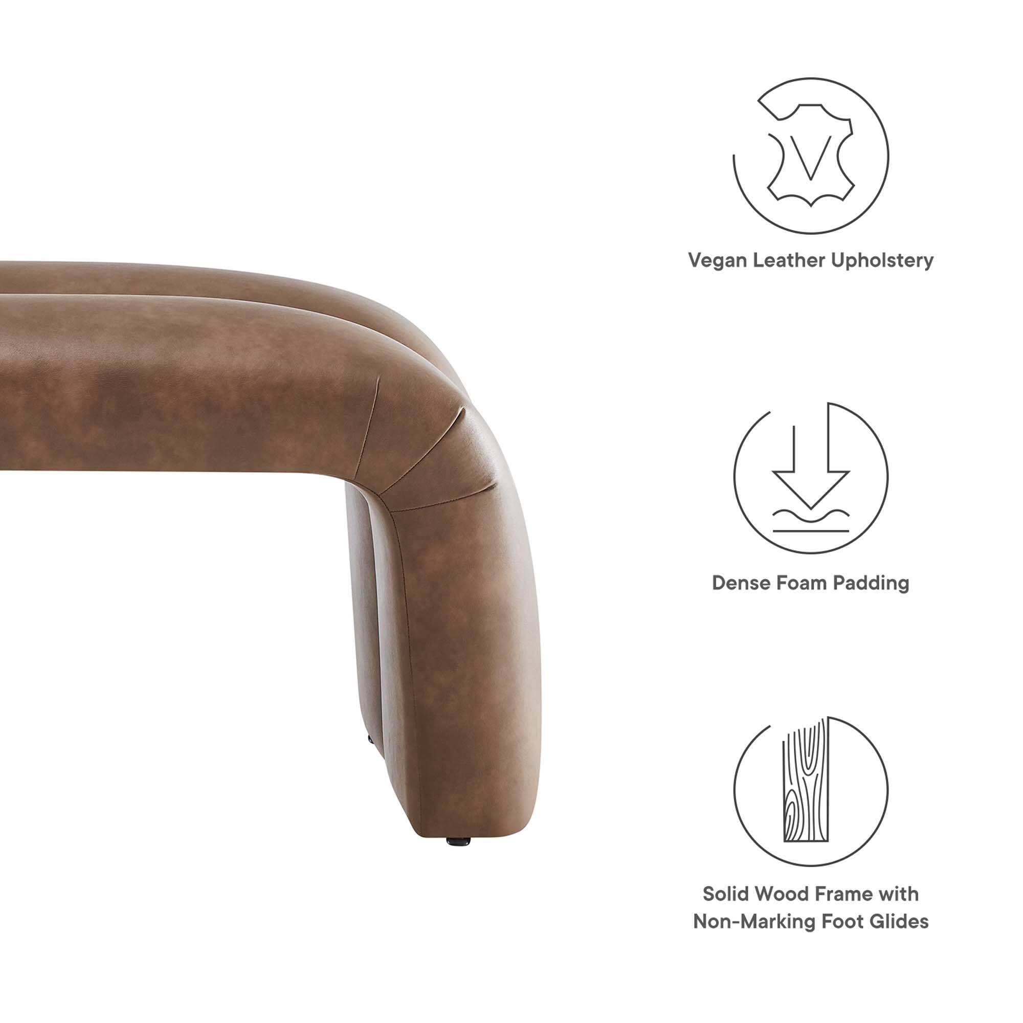 - Vegan Leather Upholstery
- Dense Foam Padding
- Solid Wood Frame with Non-Marking Foot Glides