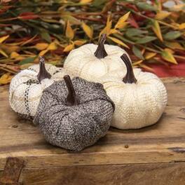 BreeBe - *4/Pack Burlap Pumpkins 2.25" - Cream & Gray