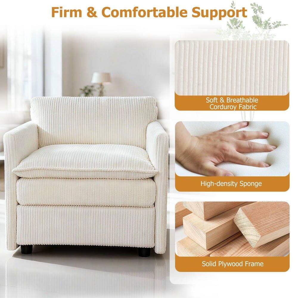 Firm & Comfortable Support

- Soft & Breathable Corduroy Fabric
- High-density Sponge
- Solid Plywood Frame