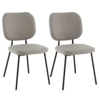Costway Set of 2 Modern Fabric Dining Chairs Padded Kitchen Armless Accent Chair - Black/Grey - Front_Zoom