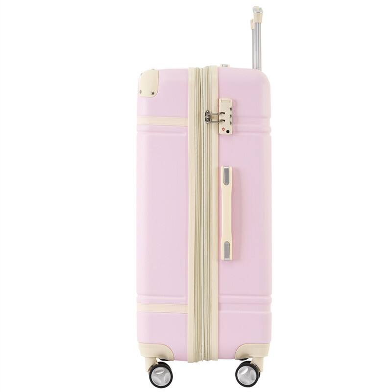 Alt View 10. HTUTWOO - Hardshell Luggage Sets 4 Pieces - 20"+24"+28" Luggages and Cosmetic Case, Spinner Suitcase with TSA Lock, Lightweight - Light Pink.