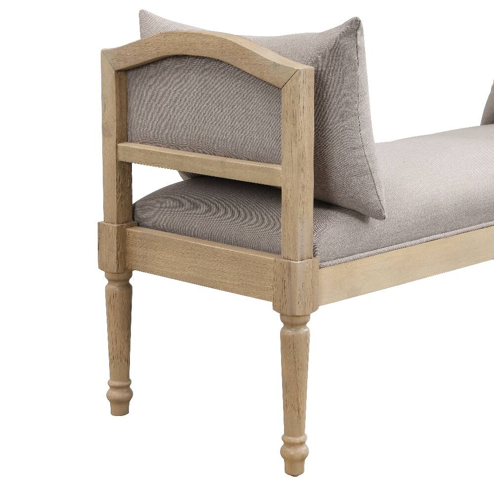 Alt View 1. Ropilly - Ropilly Upholstered Entryway Bench Solid Wood Farmhouse End of Bed Bench with Turned Legs Greige - Greige.