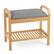 Front. Costway - Shoe Rack Bench Bamboo W/Cushioned Seat&Storage Shelf Padded Seat Shoe Bench - Natural and Grey.