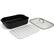 Front. BLU - Blu. Cookware Roasting Pan with Lid and Roasting Rack, Non-Toxic - Black.