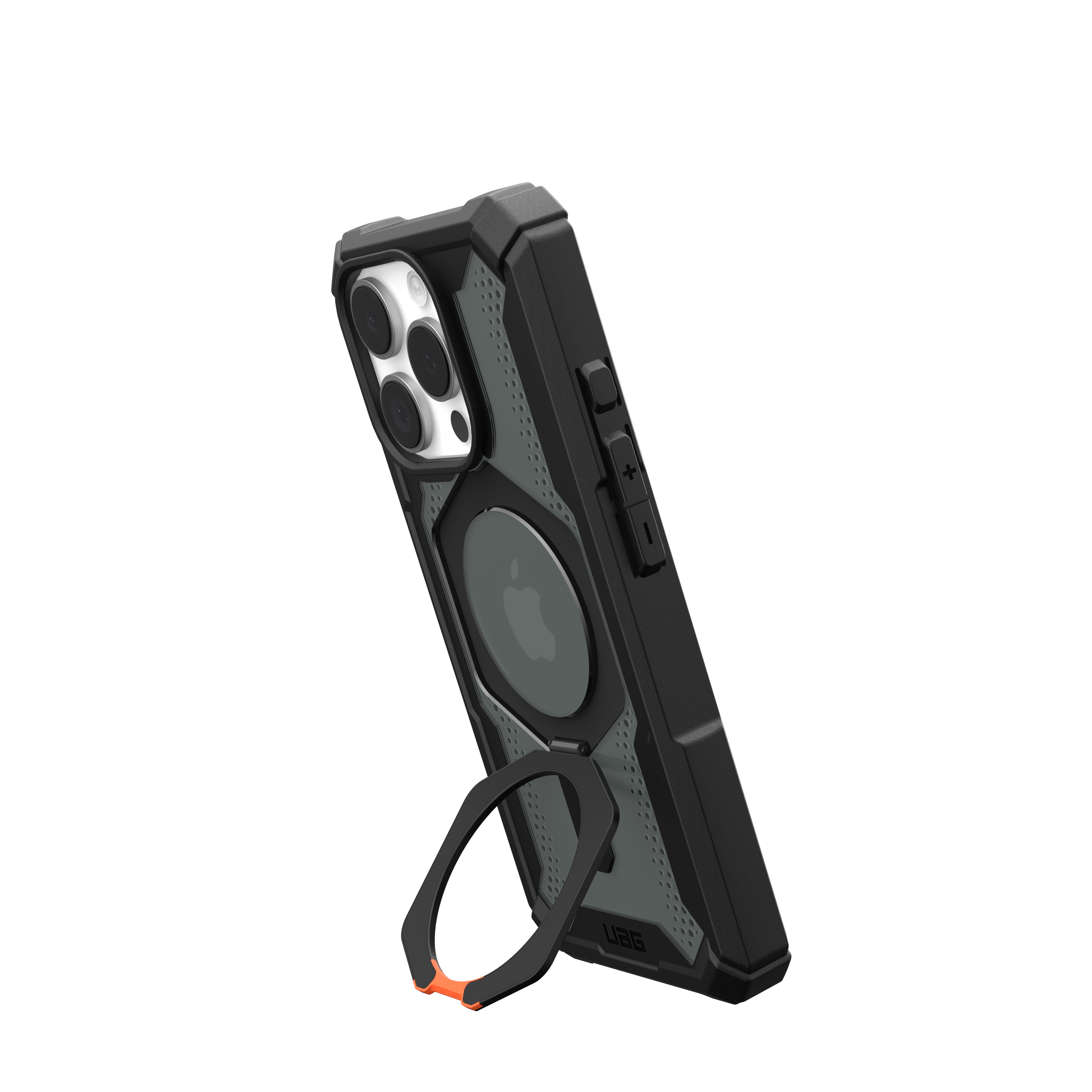 Angle. UAG - Plasma XTE Series Case with Magsafe for Apple iPhone 16 Pro - Black/Orange.