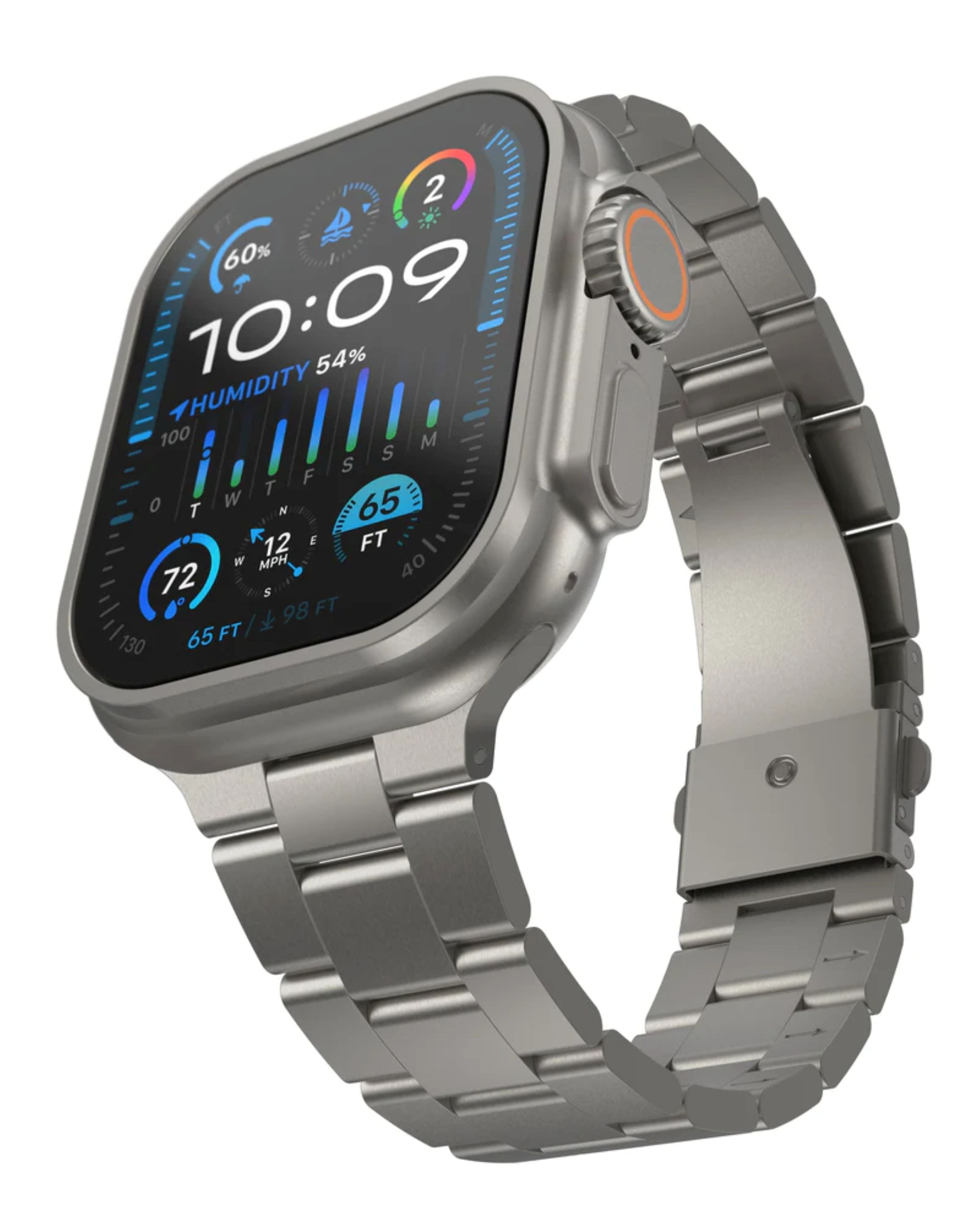 Wrangler - 22mm x 20mm Easy-Removable Link Band – Compatible with 42/44/45mm, Ultra, and Ultra 2 (49/33mm) Apple Watch - Titanium