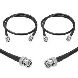 Unique Bargains - 2pcs KMR/LMR240 BNC Coaxial Cable, 50 Ohm, 2Ft, BNC M/M, Low-Loss Extension for RF Radio, Modem, Signal Generator - Black