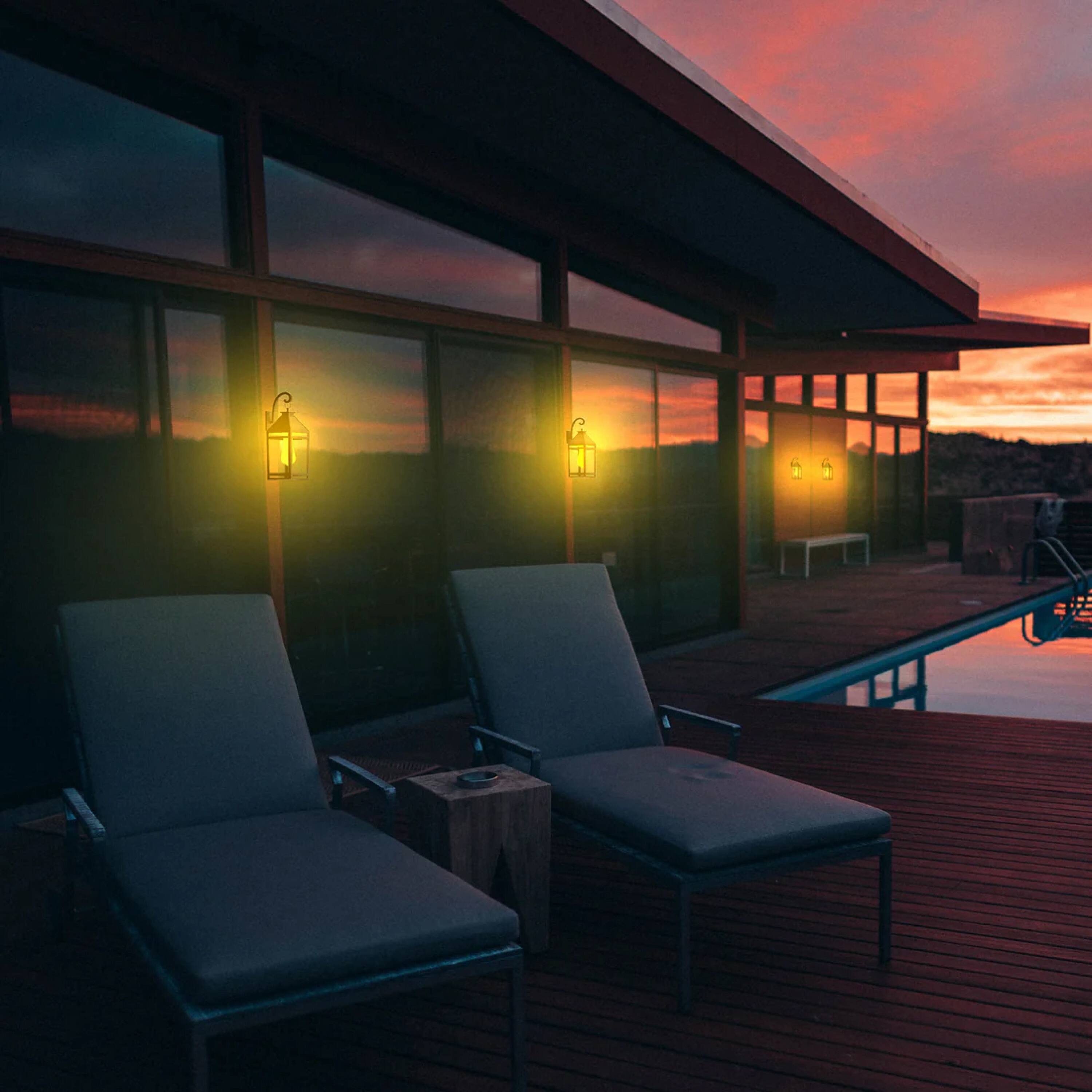 Alt View 5. Techko Maid - Solar Outdoor LED Hanging Coach Light Sconce with Hanger - Dual Lighting Modes - Black.