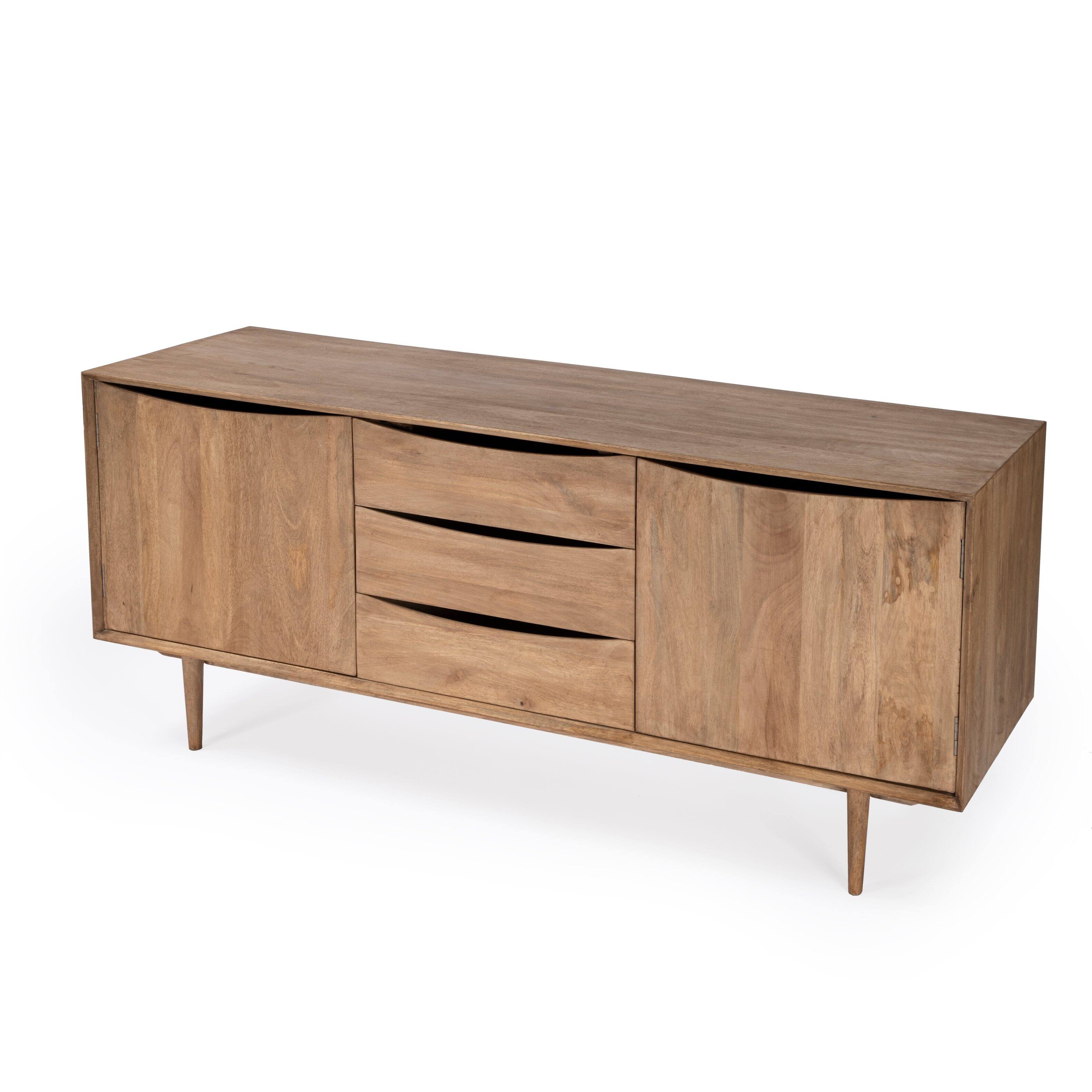 Front. Butler Specialty - Leonidin 67 in. W Rectangular Wood 3 Drawer 2 Door Sideboard/Server - Light Brown.