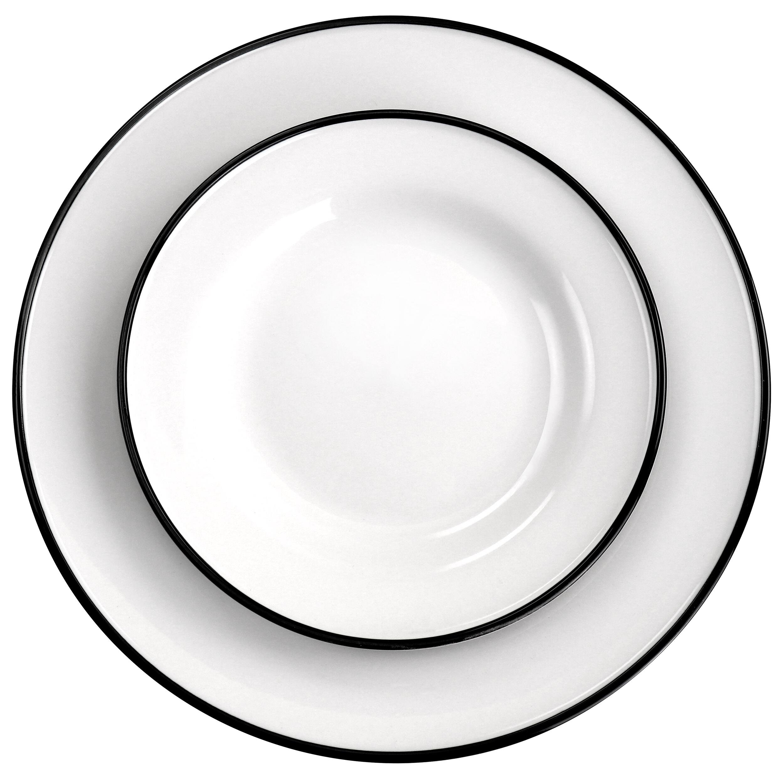 Alt View 2. Martha Stewart - Martha Stewart Black Rimmed Fine Ceramic 16 Piece Dinnerware Set - Black.