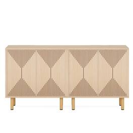 Kadyn - Sideboard Buffet Cabinet,Kitchen Storage Cabinet,Modern, 59" Wood Storage Cabinet with Doors - Natural & Gold
