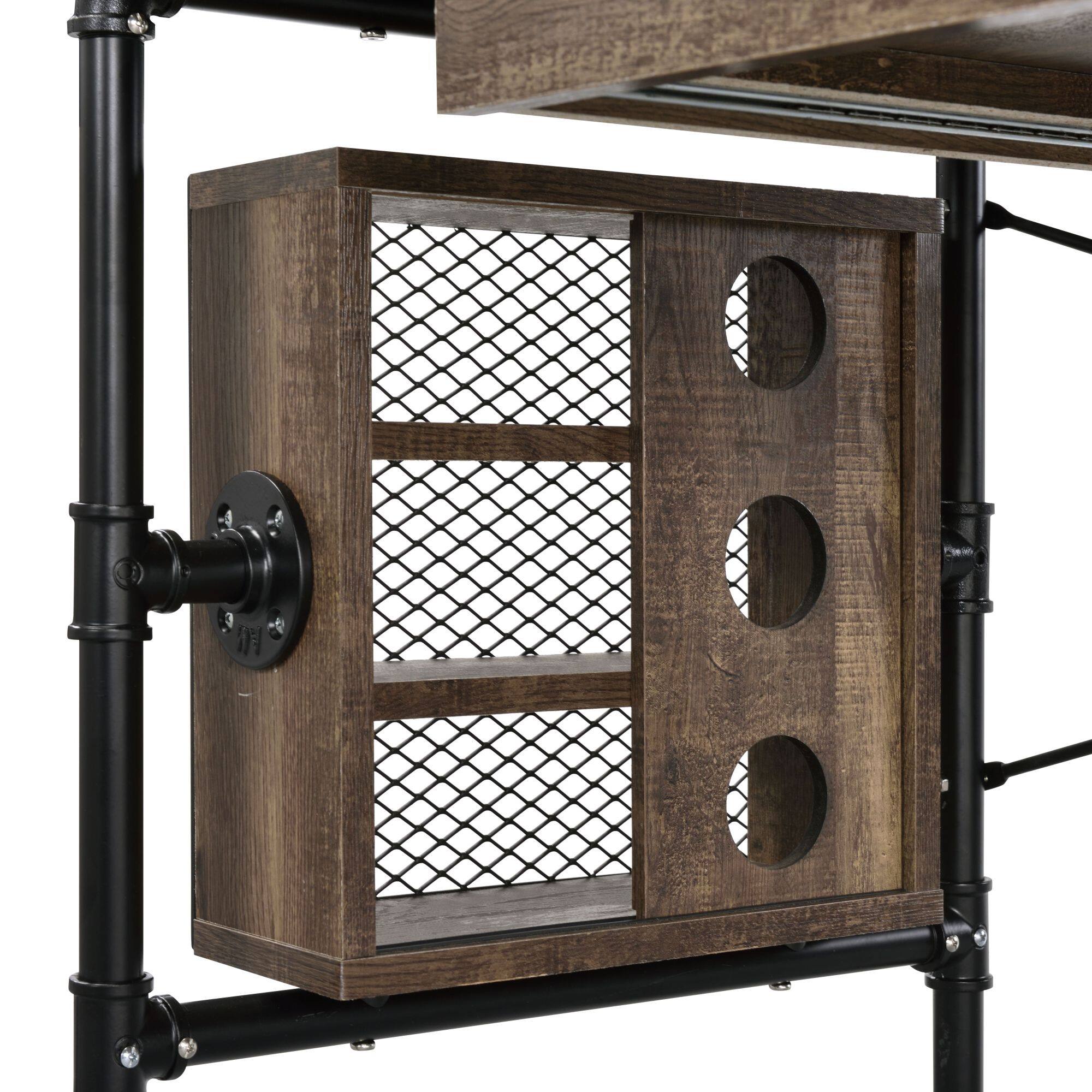 Alt View 1. GOODSILO - Modern Weathered Oak and Black Writing Desk with Storage Drawer and Shelves for Home Office Use - Black+Oak.