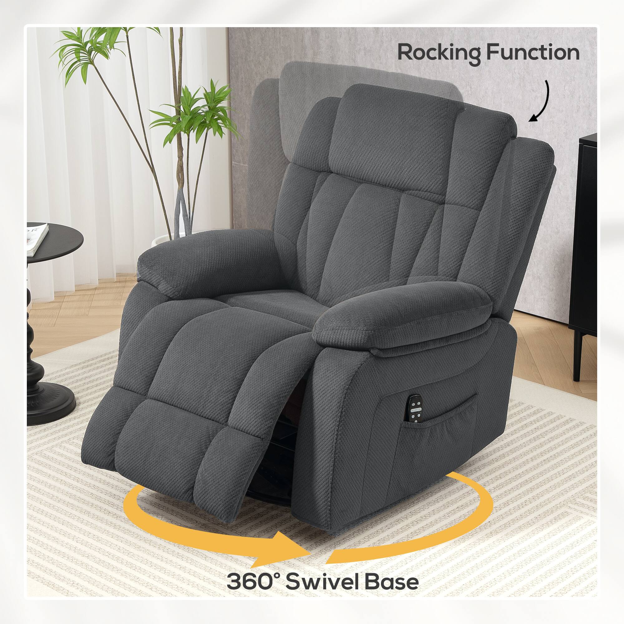 Rocking Function, 360° Swivel Base