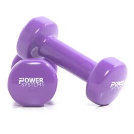 Power Systems - 15 lbs Deluxe Vinyl Dumbbells Set, Pair of Dumbbell Weight with Non-Slip Grip - Purple