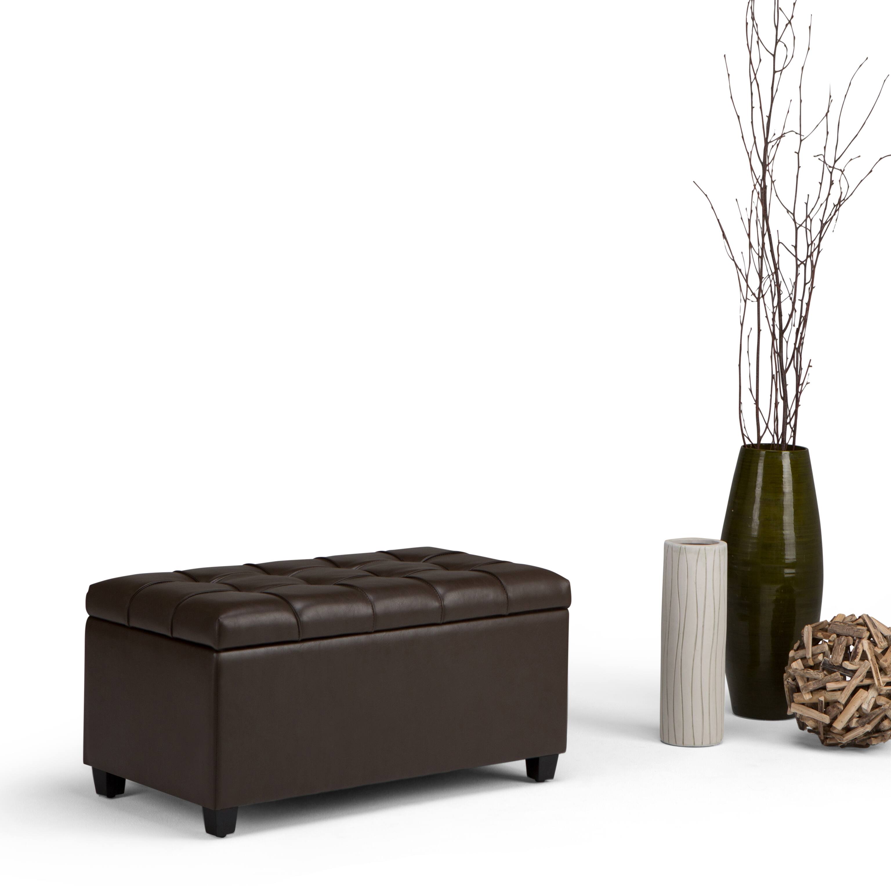 Alt View 11. Simpli Home - Sienna Storage Ottoman Bench - Chocolate Brown.