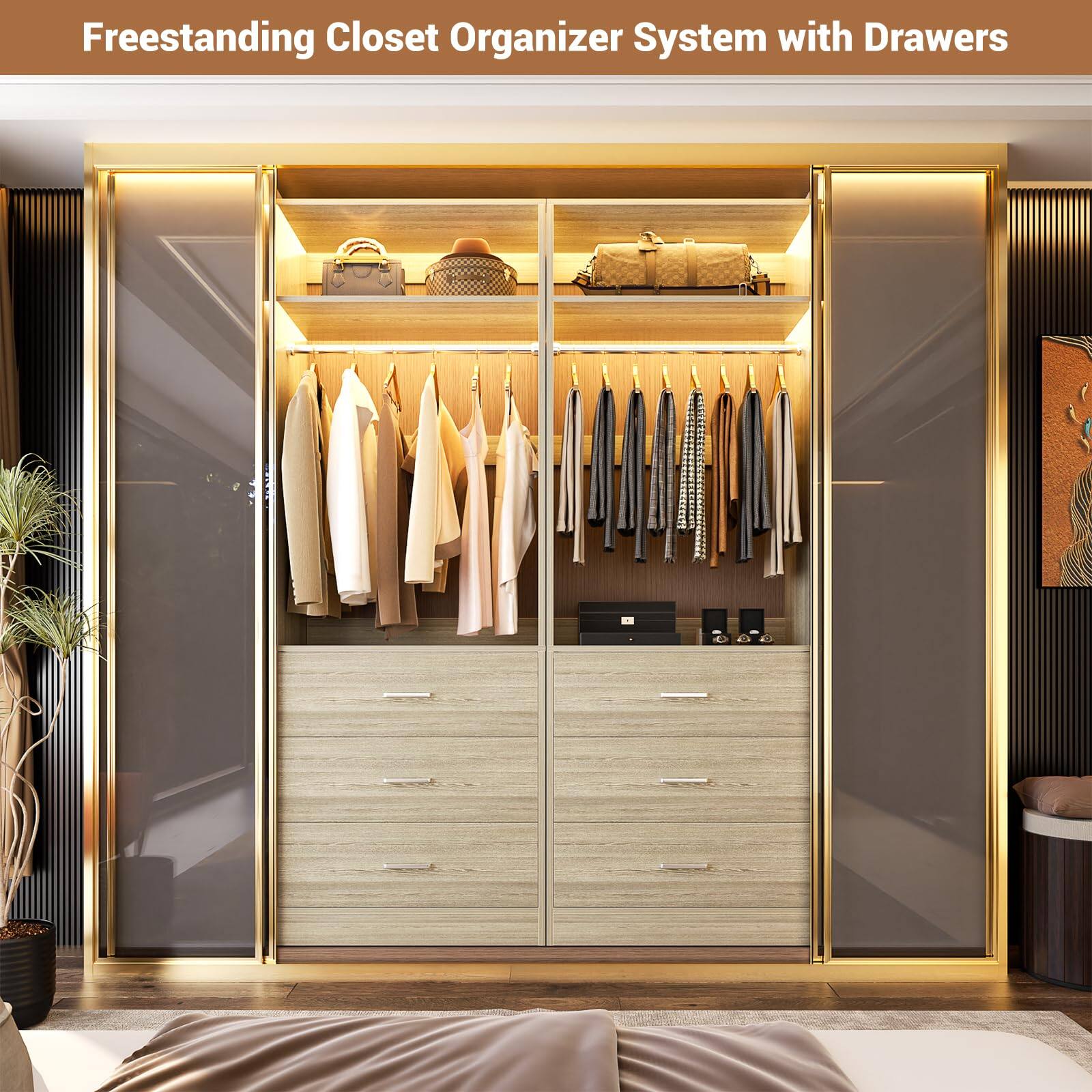 Freestanding Closet Organizer System with Drawers