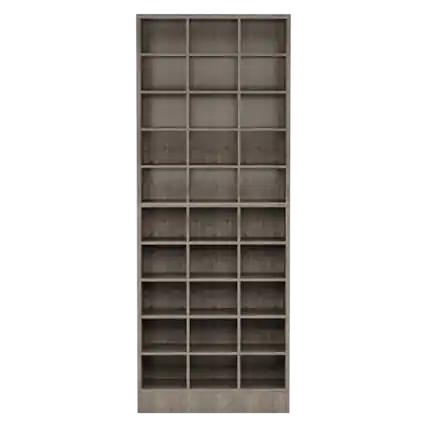 Front. TinyHomie - 25.6 Inches 10-Tier Grey Wooden Shoe Storage Cabinet Modern 30-Cubby Wooden Shoe Rack Organizer - Grey.