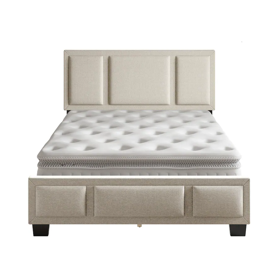 Boyd Sleep Triptych Upholstered Platform Bed Frame, 13 Slat Wood ...