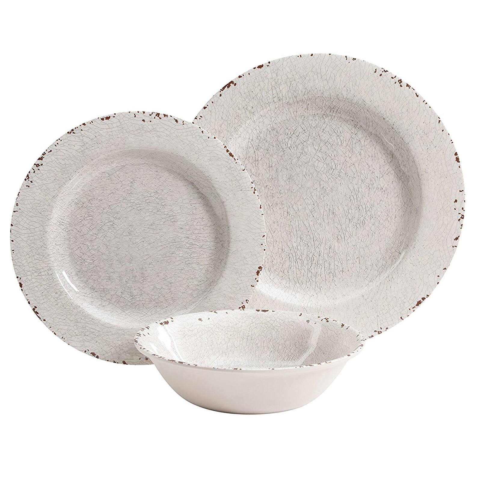 Front. Studio California - Studio California Melamine Mauna 12 Piece Dinnerware Set - White.