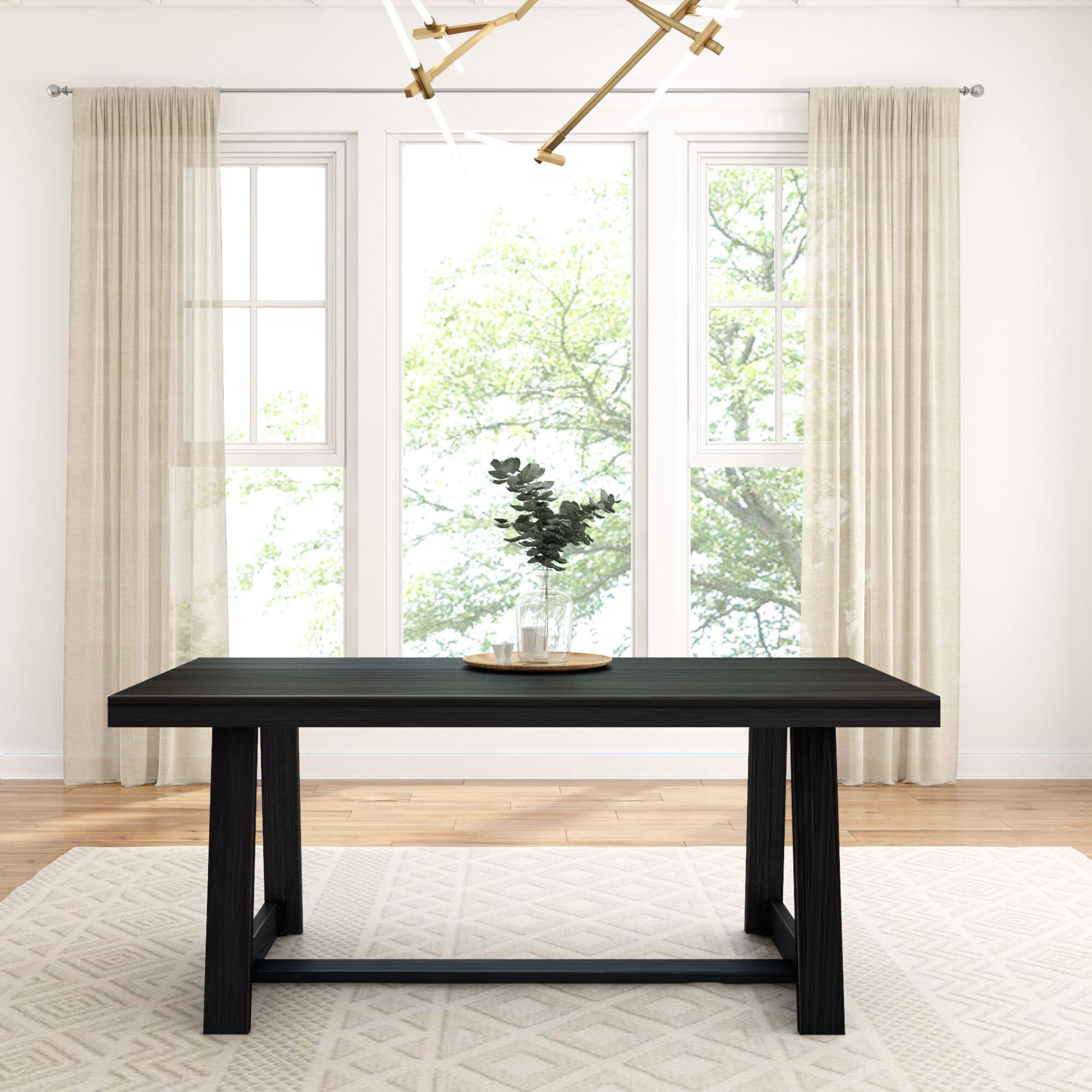 Alt View 1. Plank+Beam - Classic Rectangular Dining Room Table (72in / 1830mm), Black Wirebrush - Black Wirebrush.