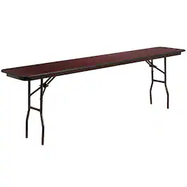 Emma + Oliver - 8-Foot Melamine Laminate Folding Training Table - Mahogany