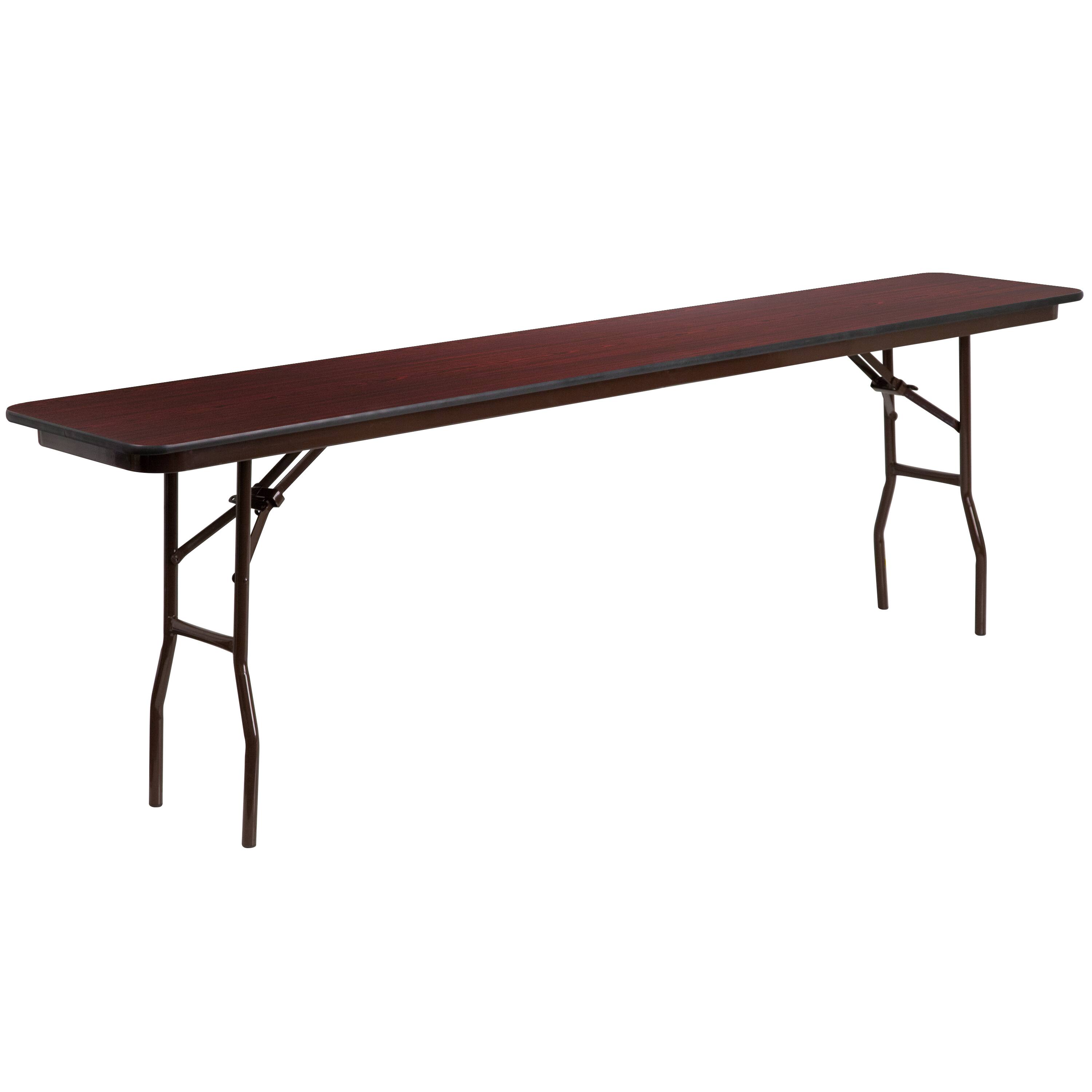 Front. Emma + Oliver - 8-Foot Mahogany Melamine Laminate Folding Training Table - Mahogany.