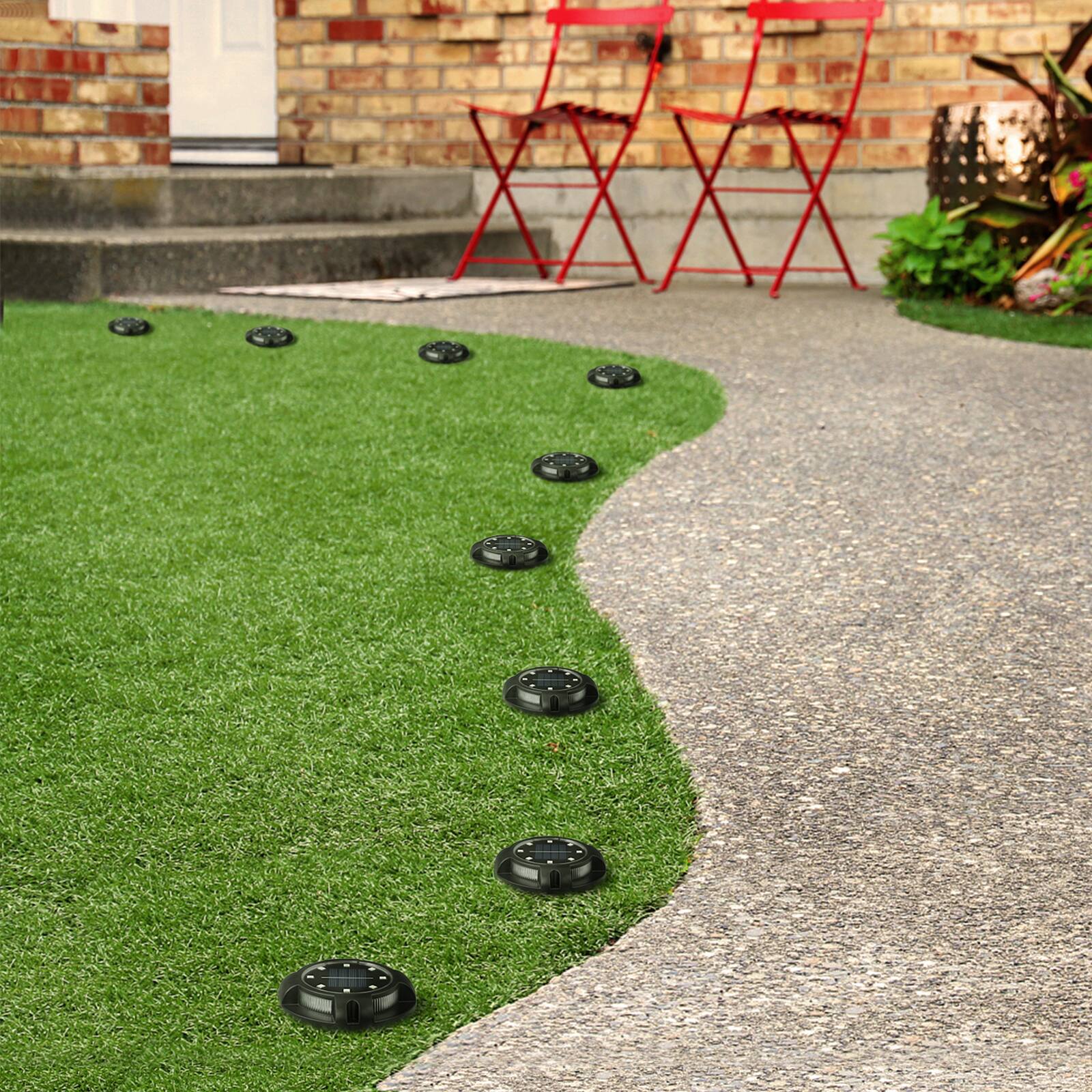 Alt View 2. Oumilen - 8-Pack 12LED Solar Ground Lights RGB Color Changing 4.56In with Steady Color & Gradient Modes.