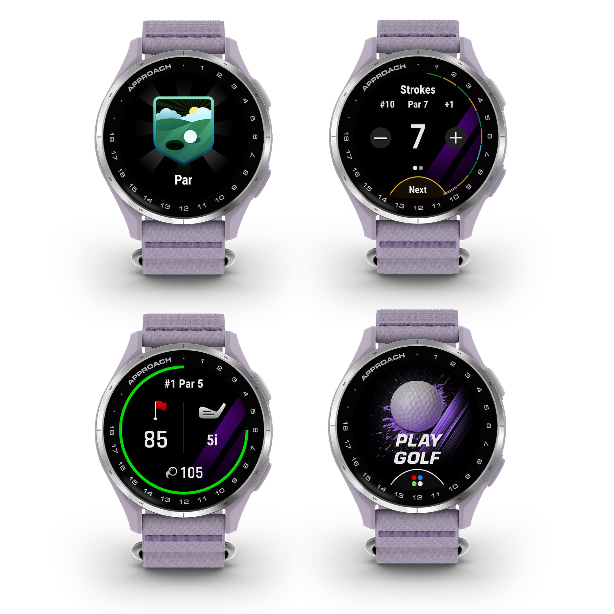 Bundle Garmin Approach J1 Junior GPS Golf watch Silver with Lilac