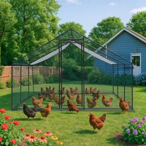 Alt View 10. Winado - 10x20x6.6FT Large Metal Poultry Cage for Chicken Run, Walk-in Chicken Pen with Waterproof Cover for Garden Outdoor Yard - Black.
