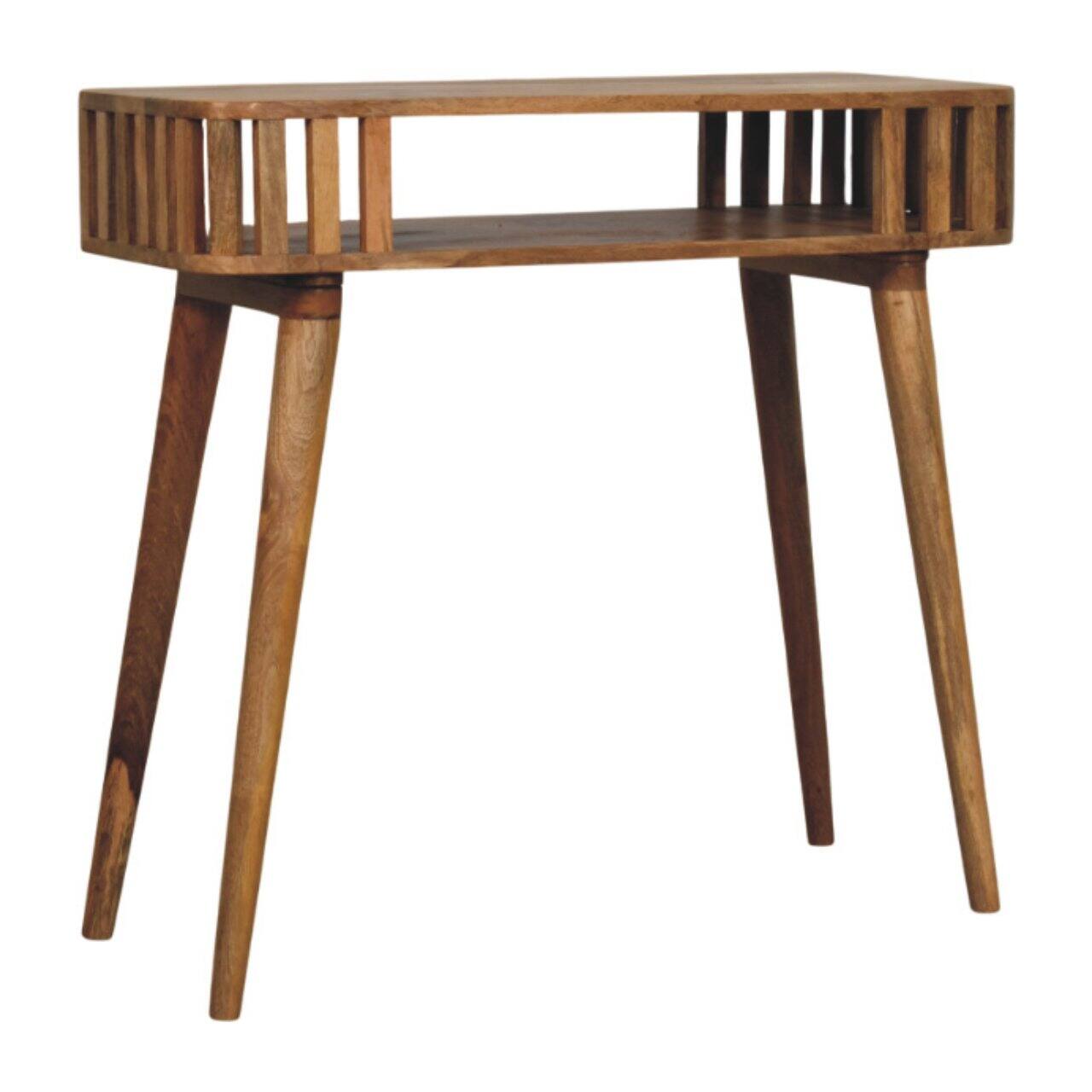 Back. Artisan Furniture - Artisan Furniture Solid Wood Slatted Oak-ish Console, 1 Shelf, Brown - Brown.