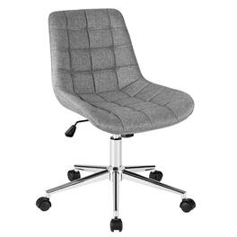 Costway - Mid Back Armless Office Chair Adjustable Swivel Fabric Task Desk Chair - Gray