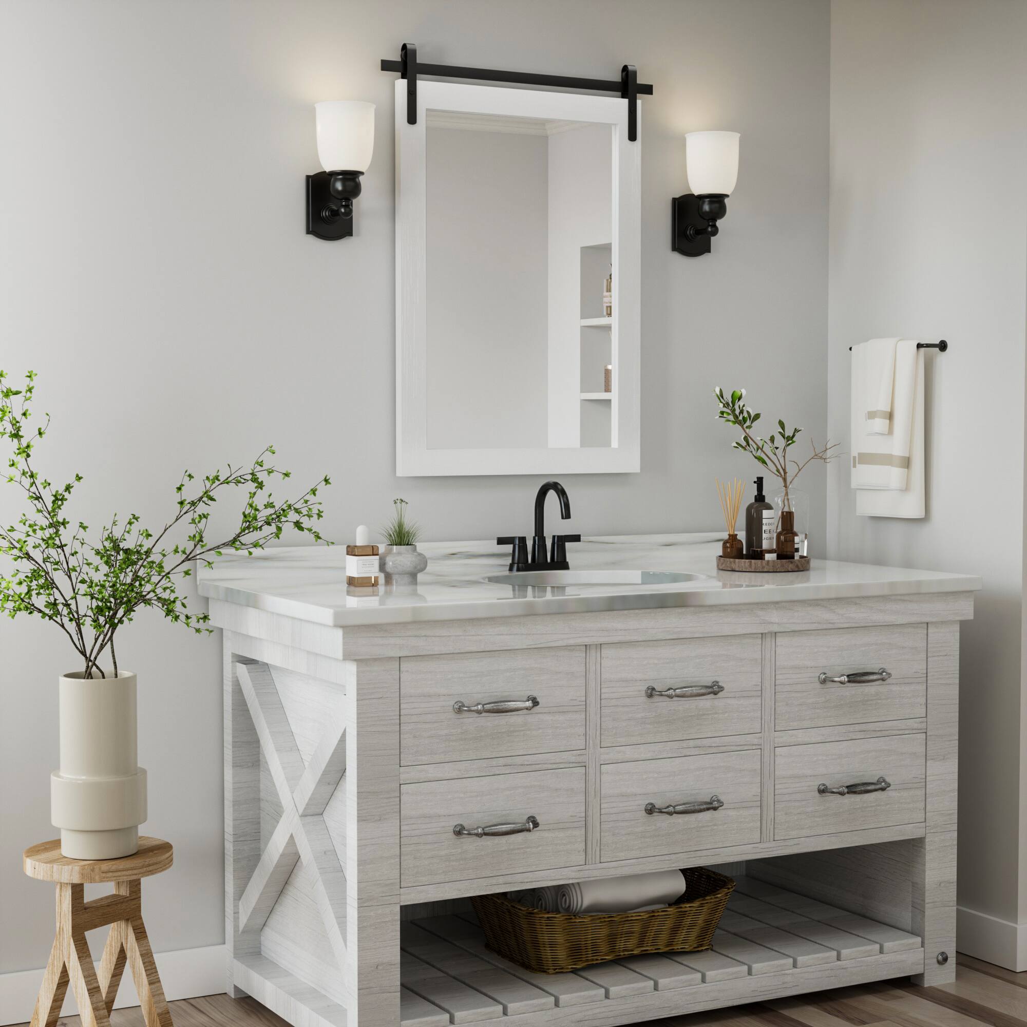 Left. PAIHOME - Rectangular Wall Mirror Waterproof Wood Frame Bathroom Mirror Modern Farmhouse Style Bedroom Living Room Decor - White - 22"x30".