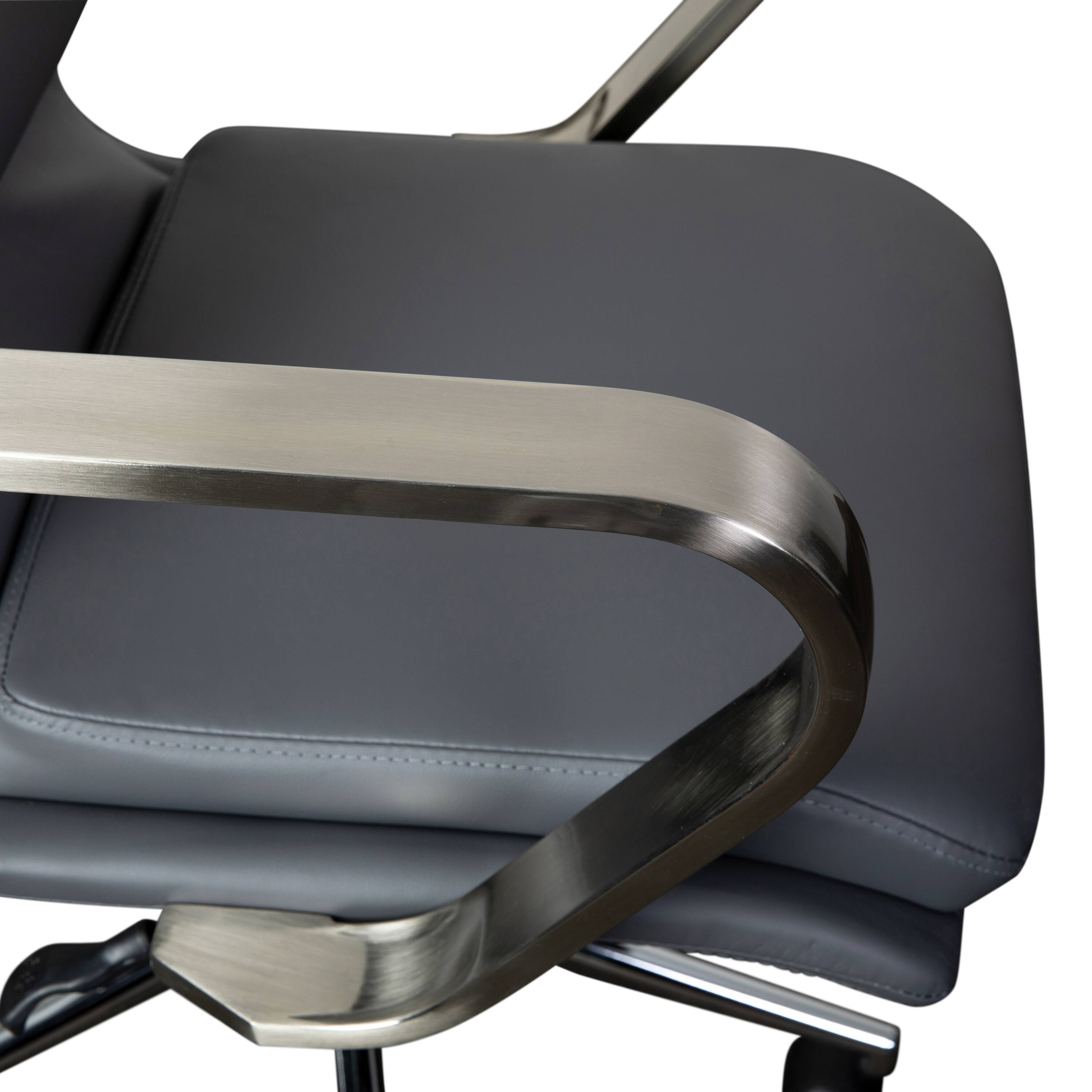 Alt View 10. Emma + Oliver - Ziva Modern Upholstered Mid-Back Home Office Chair with Arms and 5 Star Base - Gray LeatherSoft/Chrome Frame.