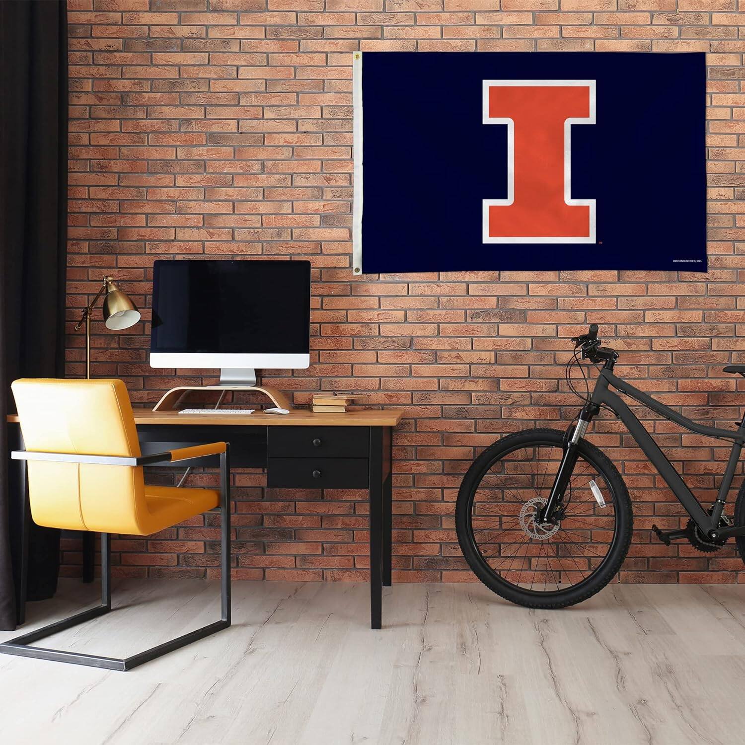 Alt View 1. Rico Industries - Illinois Fighting Illini 3X5 Indoor Outdoor Banner Flag w/grommets for hanging - Multi.