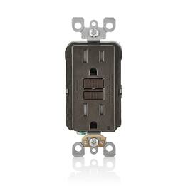 Leviton - SmartlockPro 15 amps 125 V Duplex GFCI Outlet 5-15R 1 pk - Brown