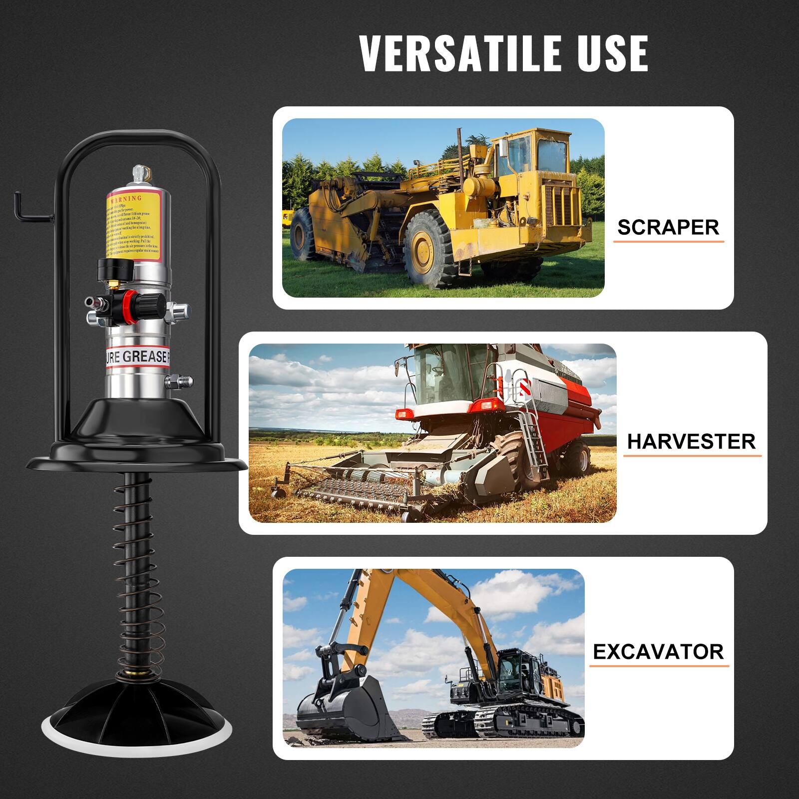 VERSATILE USE

- SCRAPER
- HARVESTER
- EXCAVATOR