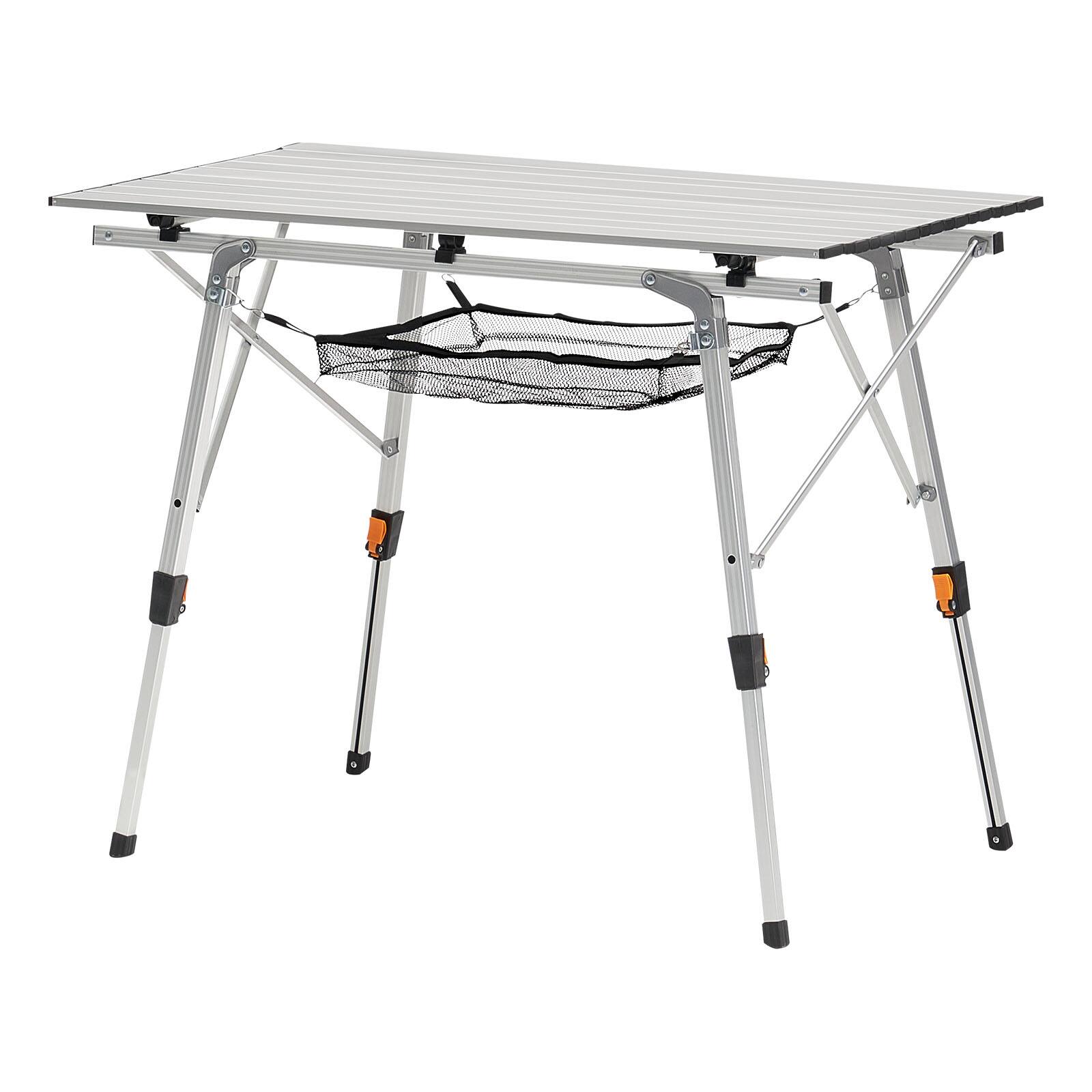 Alt View 5. VEVOR - Folding Camping Table, Portable Roll Up Side Tables, Lightweight Aluminum Beach Table with Adjustable Height - Silver.